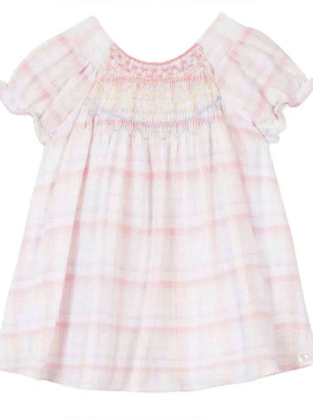 NWT Tartine et Chocolat Pink and Cream Smocked Baby Dress